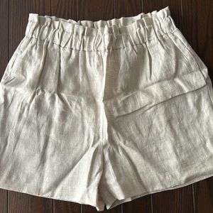 linen ruffle shorts
